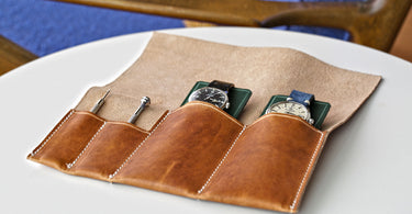handmade leather watch and watch strap travel case
