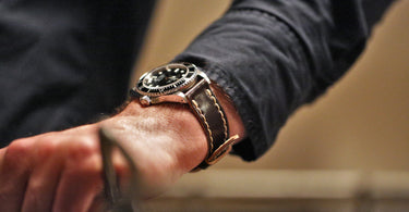 horween shell cordovan watch band on a rolex submariner watch