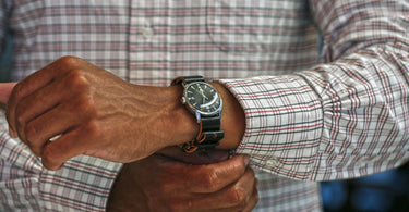 shell cordovan watch band on a vintage omega