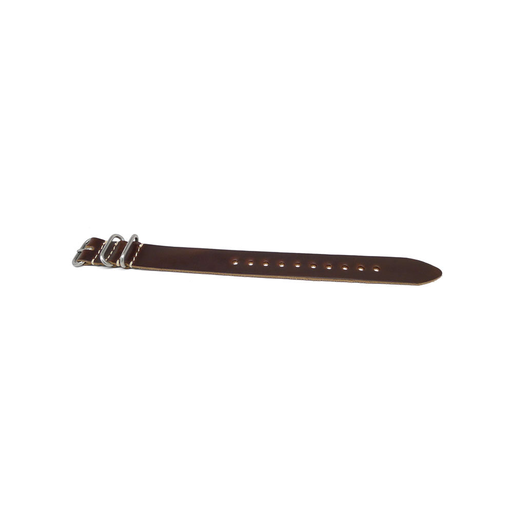 Military Single Piece Watch Strap Brown Chromexcel Matte Main By DaLuca Straps.