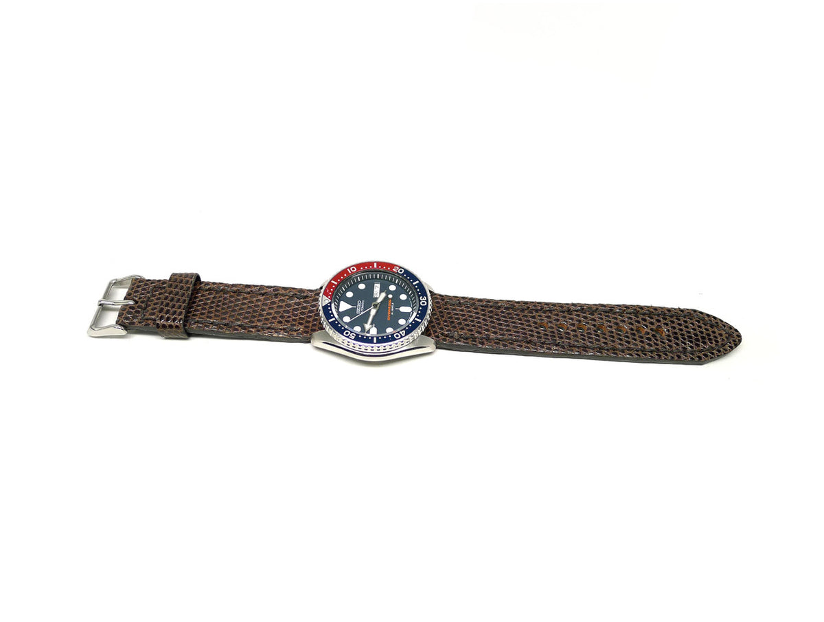 Full view of Belnigh Lizard Watch Strap 22mm by Da Luca Straps