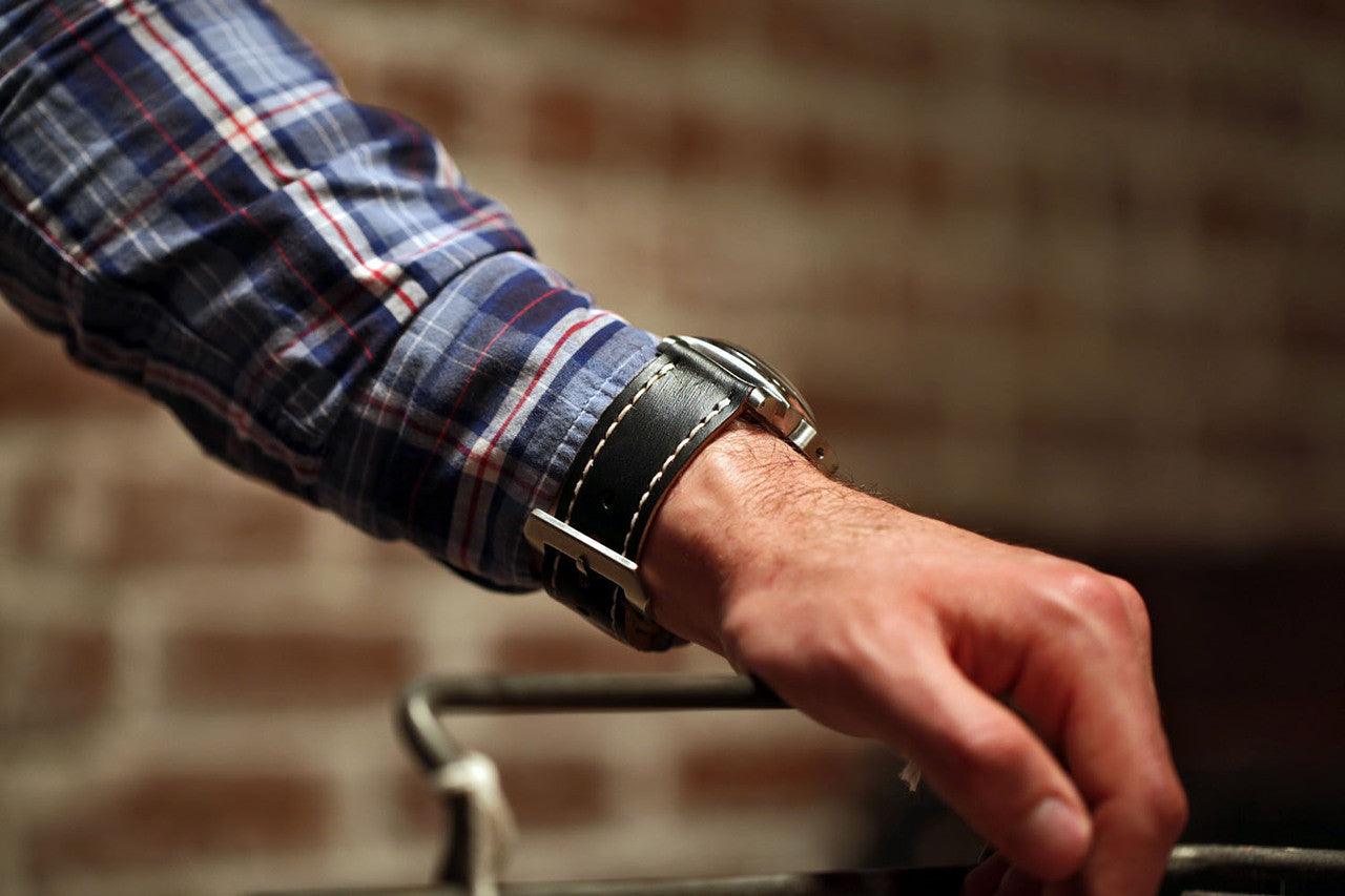 Vintage French Ammo Military Watch Band In Black By DaLuca Straps.