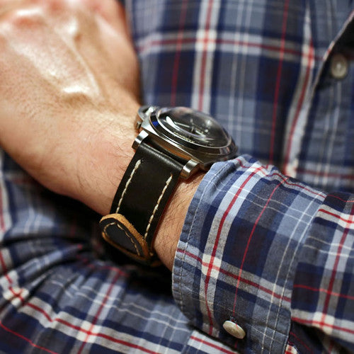 Vintage French Ammo Military Watch Band In Black By DaLuca Straps.