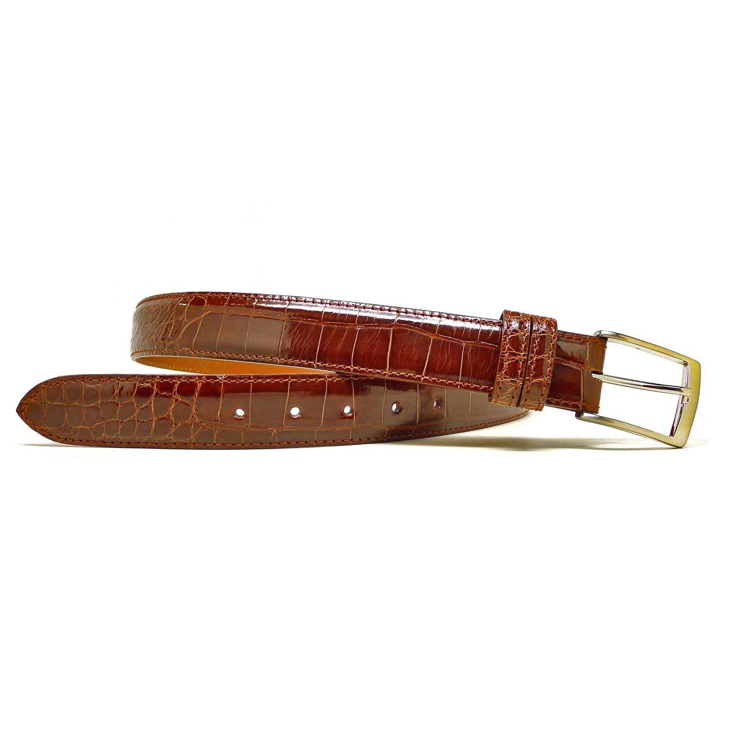 Cognac Glazed Alligator Belt