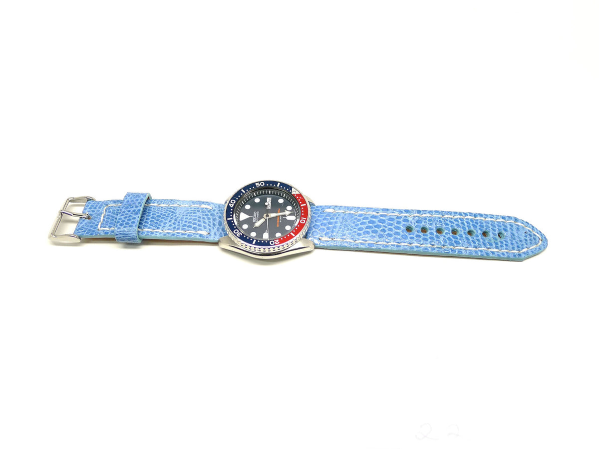 Full view of Emmini Lizard Watch Strap 22mm by Da Luca Straps