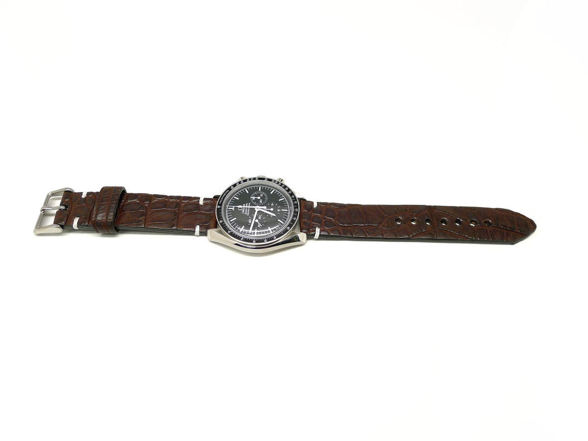 Full view of Fhumeul Alligator Watch Strap 20mm by Da Luca Straps
