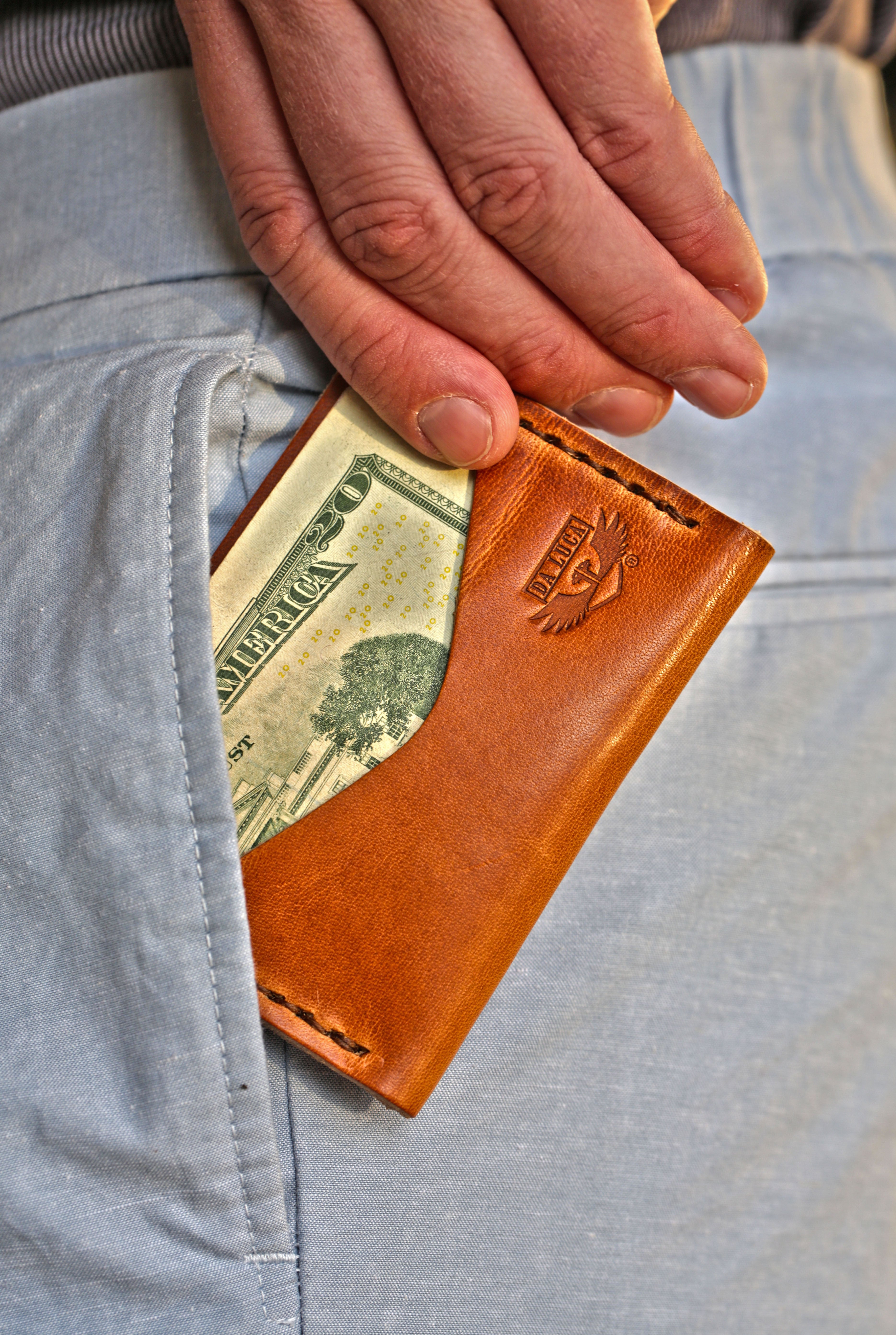 Horizontal Card Wallet Made From Horween Natural Dublin Leather by DaLuca Straps.