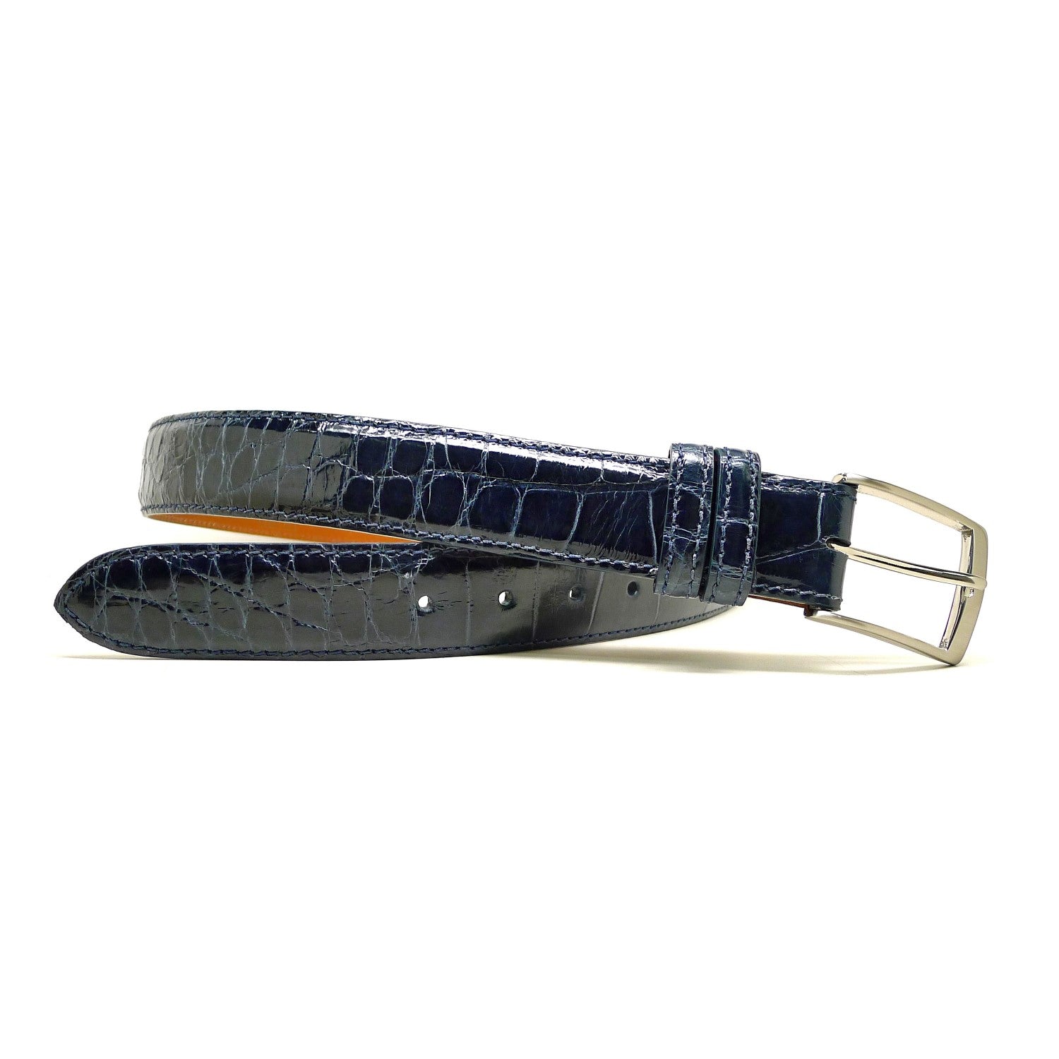 Navy Blue Glazed Alligator Belt