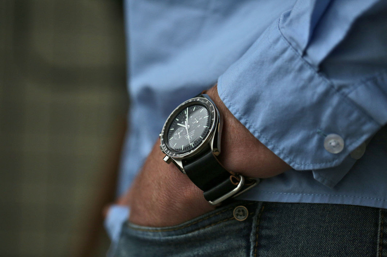 Omega Speedy Blck CXL Mil By DaLuca Straps.