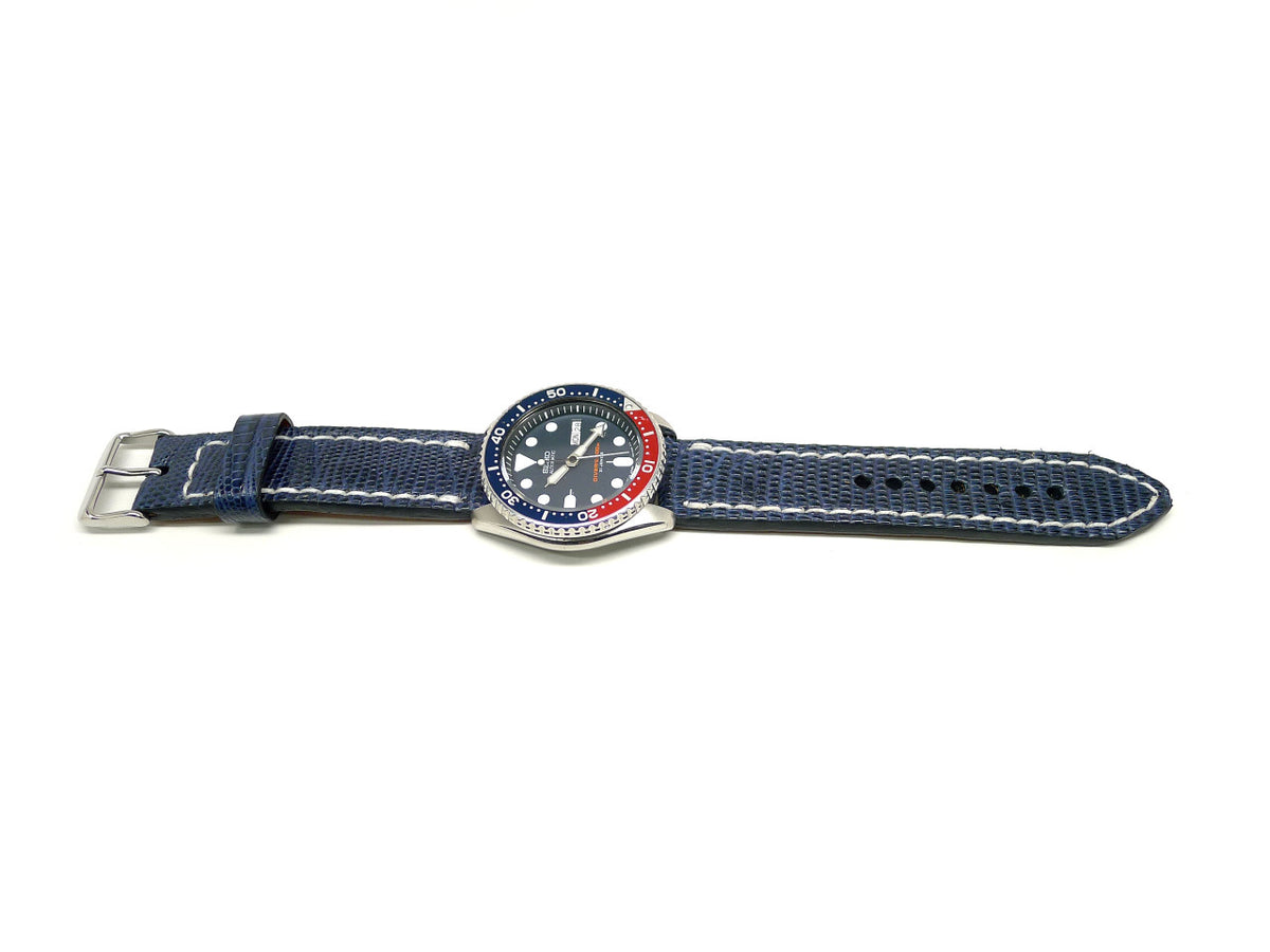 Full view of Seylesch Lizard Watch Strap 22mm by Da Luca Straps