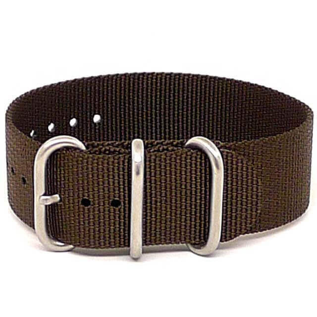 Single Piece Brown Ballistic Nylon Military Strap Matte By DaLuca Straps.