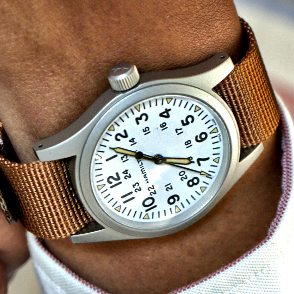 Single Piece Light Brown Ballistic Nylon Military Strap PVD Main By DaLuca Straps.