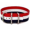 Single Piece Red White Blue Ballistic Nylon Military Strap Matte By DaLuca Straps.