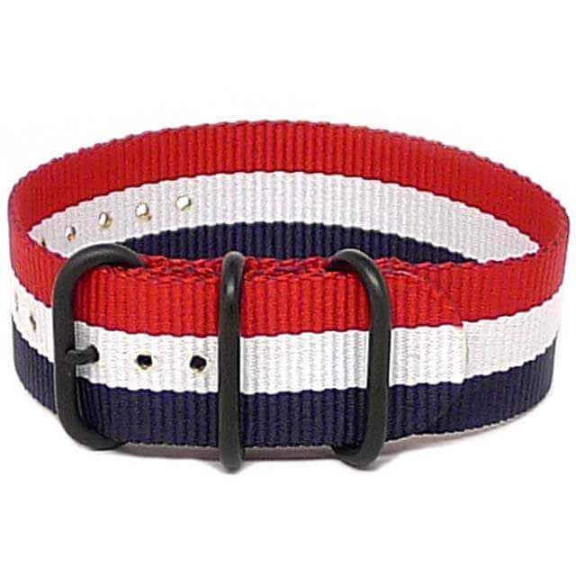 Single Piece Red White Blue Ballistic Nylon Military Strap PVD Main By DaLuca Straps.
