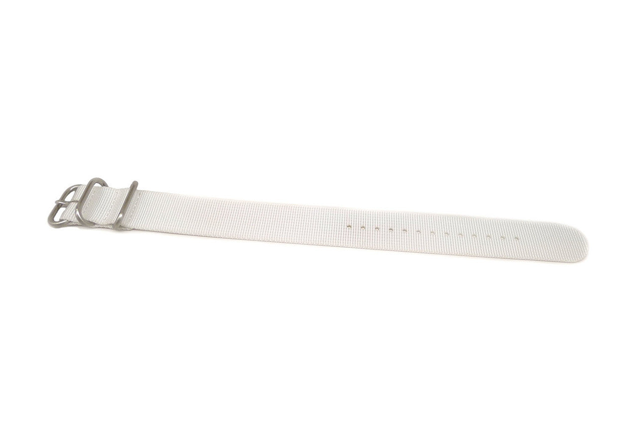 Single Piece White Ballistic Nylon Military Strap Matte By DaLuca Straps.