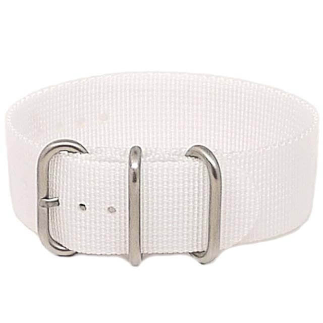 Single Piece White Ballistic Nylon Military Strap Matte By DaLuca Straps.