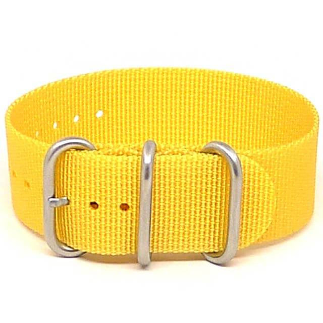 Single Piece Yellow Ballistic Nylon Military Strap Matte By DaLuca Straps.