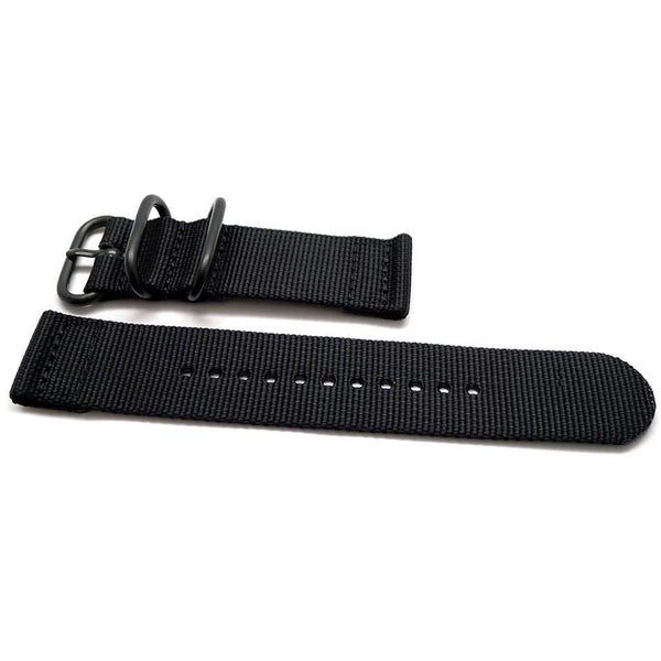 Two Piece Ballistic Nylon Watch Strap Black PVD By DaLuca Straps.