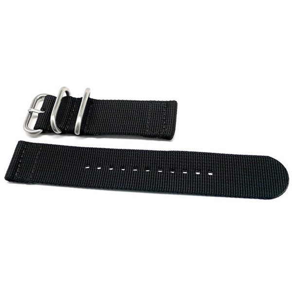 Two Piece Ballistic Nylon Watch Strap Black By DaLuca Straps.