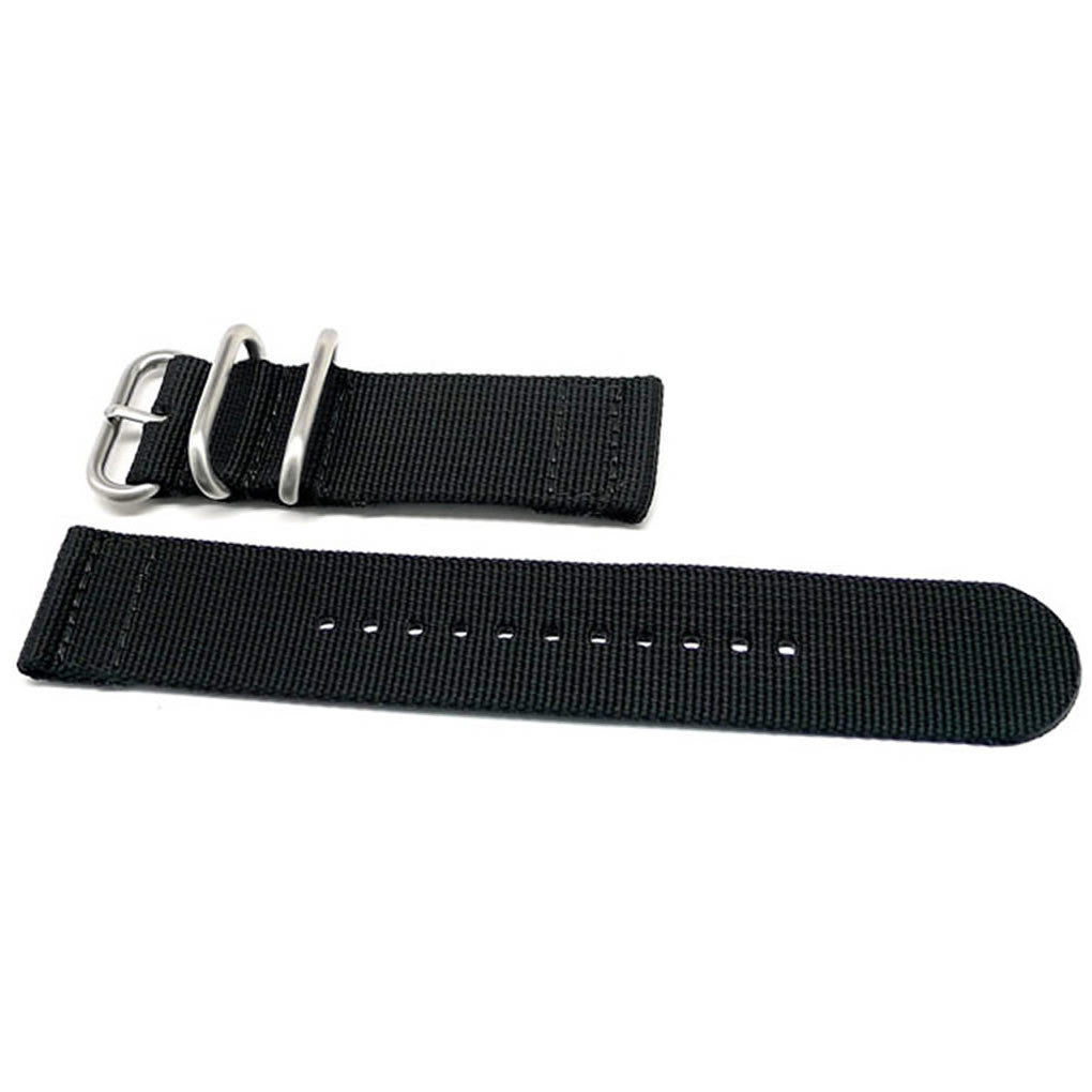 Two Piece Ballistic Nylon Watch Strap Black By DaLuca Straps.