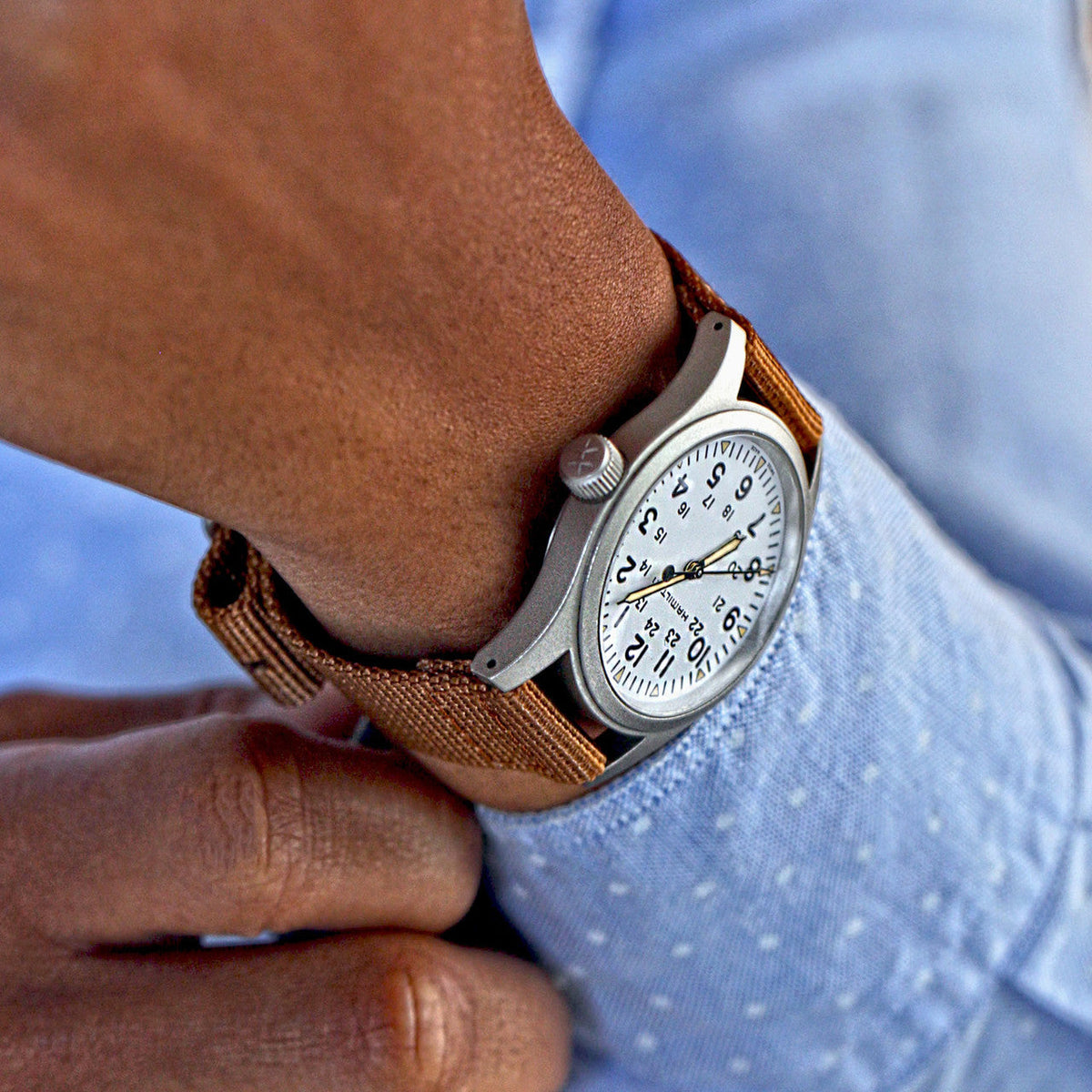 Brown Two Piece Ballistic Nylon Military Strap Matte By DaLuca Straps.