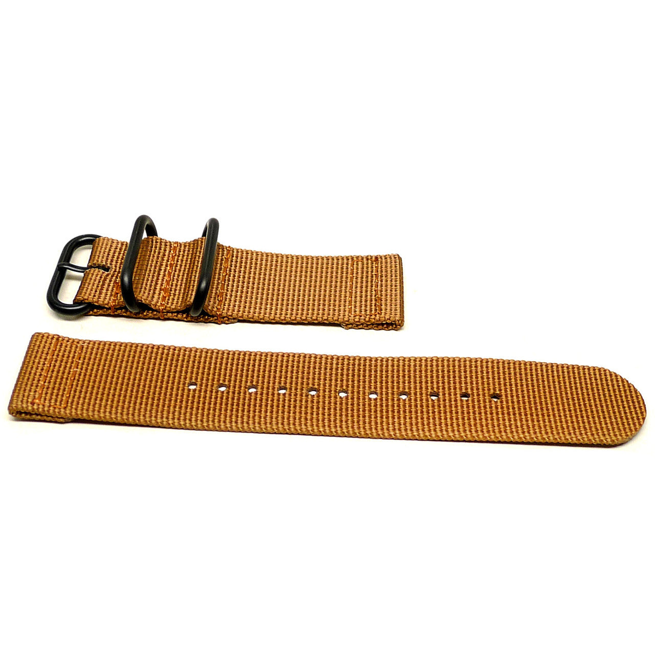Two Piece Ballistic Nylon Watch Strap Brown PVD By DaLuca Straps.