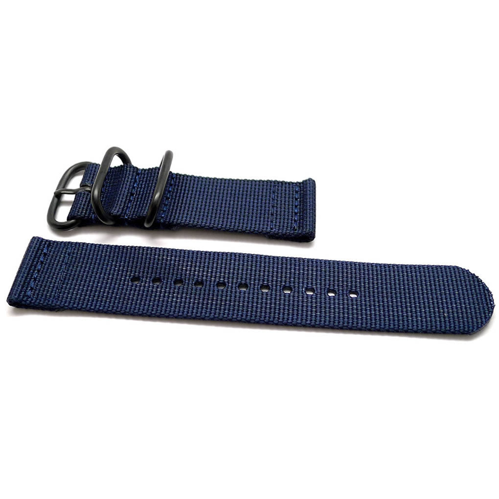 Two Piece Ballistic Nylon Watch Strap Navy PVD By DaLuca Straps.