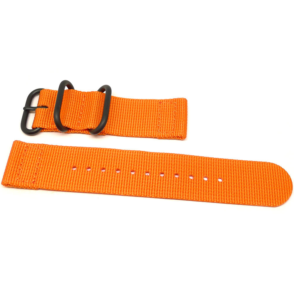 Two Piece Ballistic Nylon Watch Strap Orange PVD By DaLuca Straps.