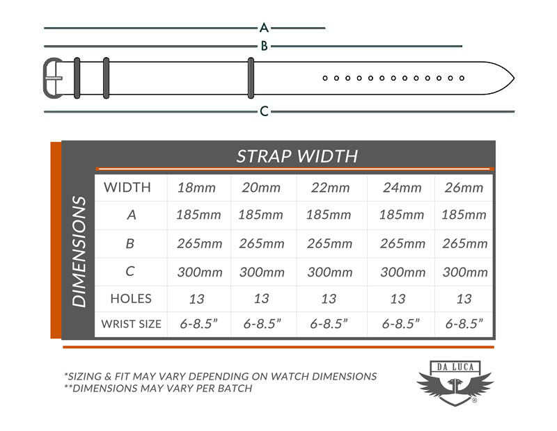 Amazon Nylon Watch Strap Sizing Chart For Military Leather Single Piece by DaLuca Straps.