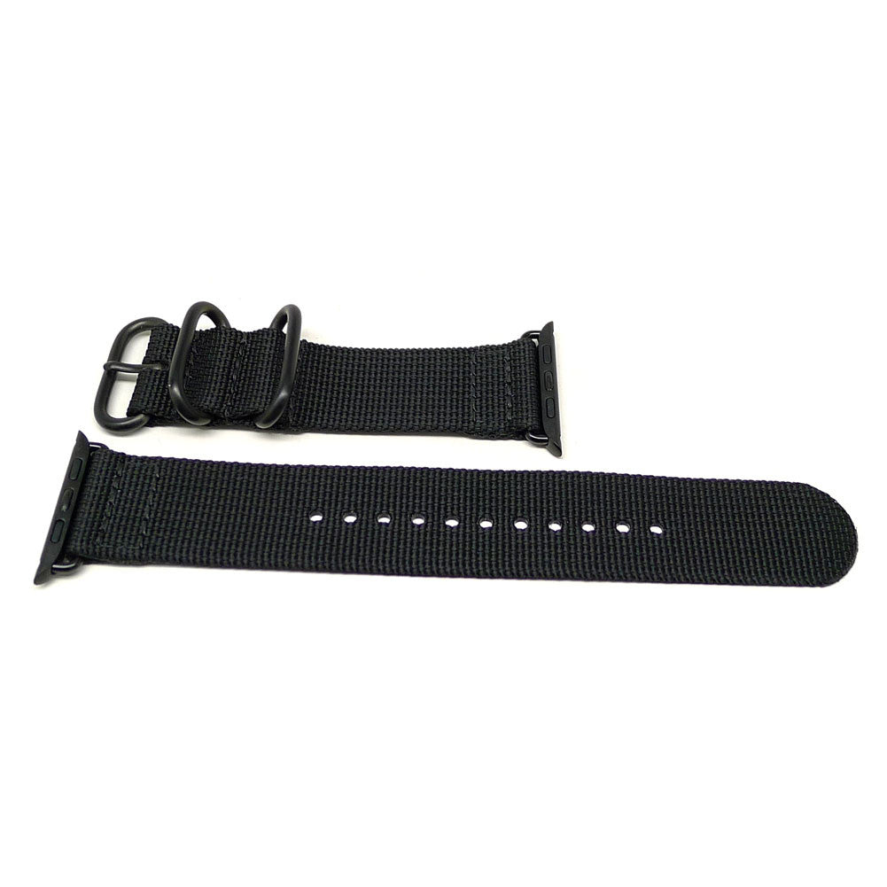Nylon Apple Watch Strap Black Adapter DaLuca Straps.