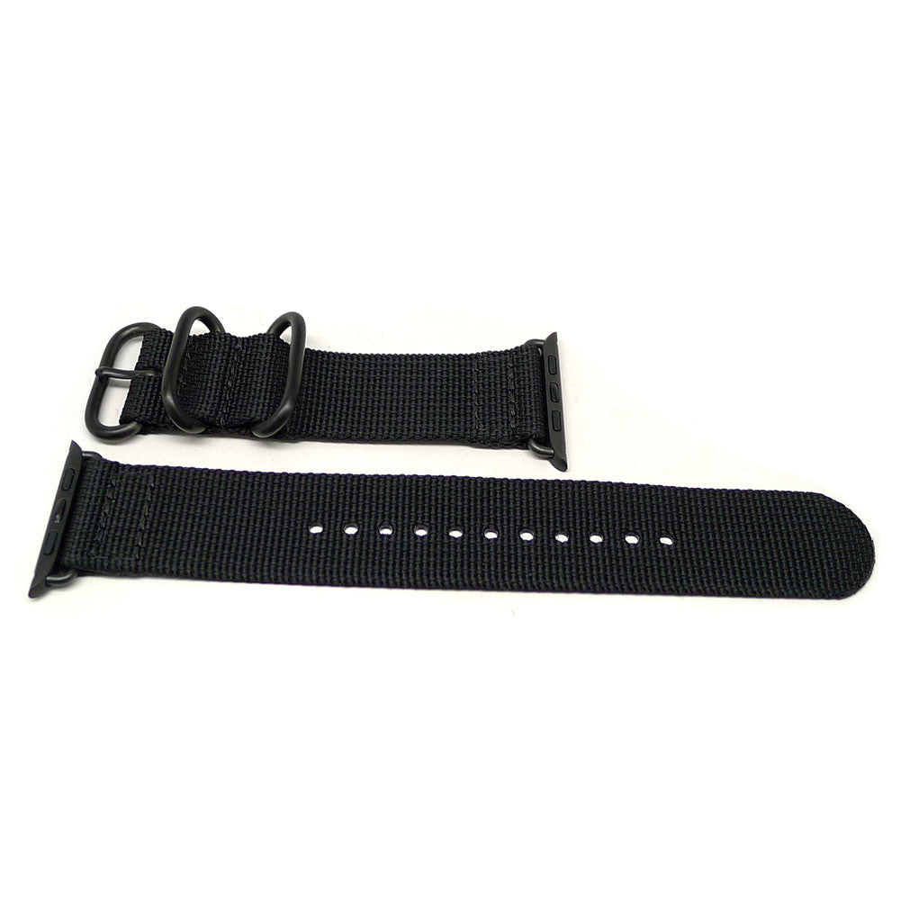 Nylon Apple Watch Strap Black Space Grey Adapter DaLuca Straps.