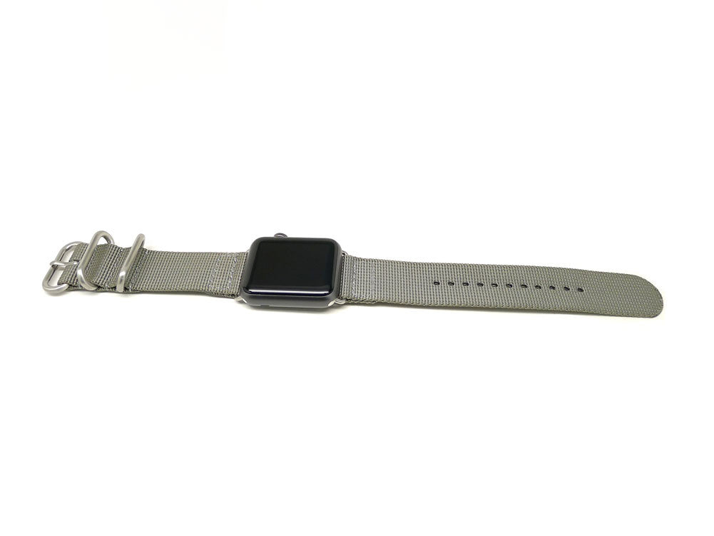 Nylon Apple Watch Strap Grey Matte Adapter DaLuca Straps.
