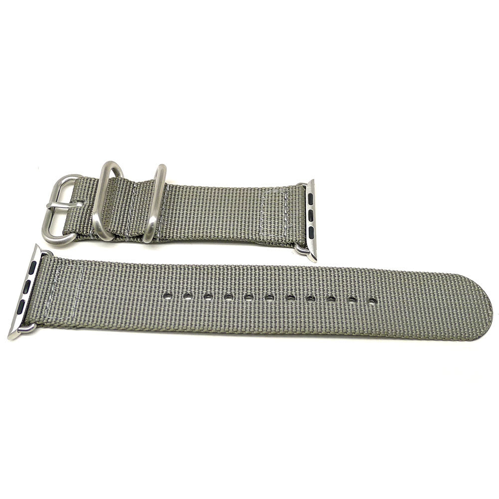 Nylon Apple Watch Strap Grey Matte Adapter DaLuca Straps.