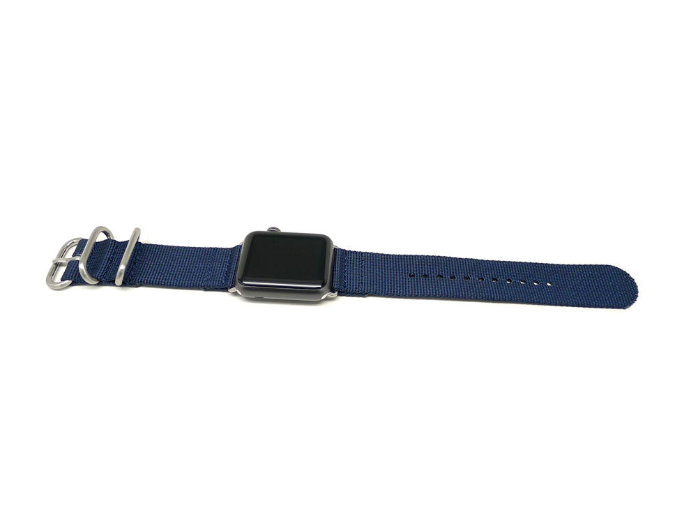 Nylon Apple Watch Strap Navy Matte Adapter DaLuca Straps.
