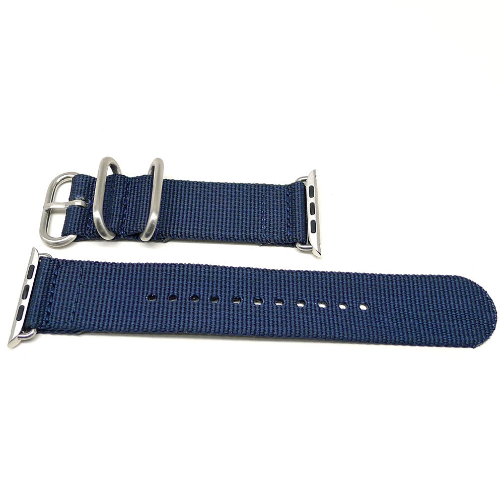 Nylon Apple Watch Strap Navy Matte Adapter DaLuca Straps.