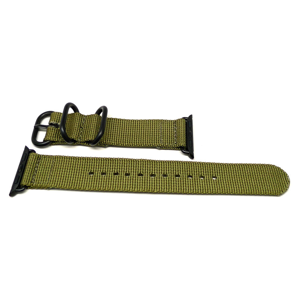 Nylon Apple Watch Strap Olive Adapter DaLuca Straps.