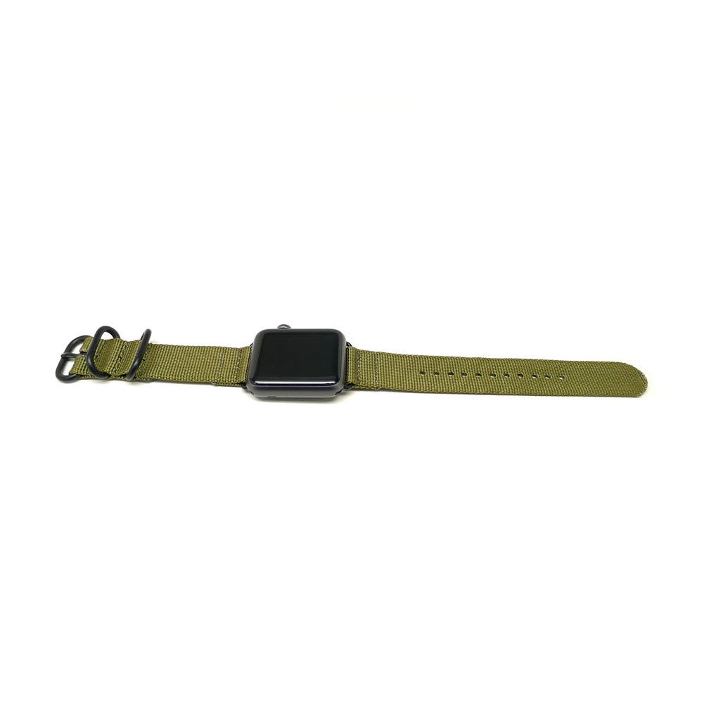 Nylon Apple Watch Strap Wrist Olive Space Grey Adapter DaLuca Straps.