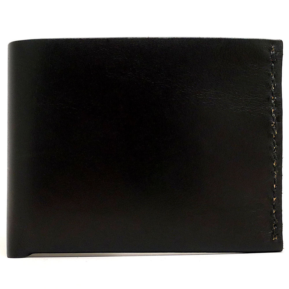 Handmade Bi Fold Wallet Made From Genuine Horween Black Chromexcel Leather by DaLuca Straps.