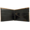 Open View Of A Handmade Bi Fold Wallet Made From Genuine Horween Black Chromexcel Leather by DaLuca Straps.
