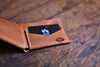Right Side View Of A Handmade Bi Fold Wallet Made From Genuine Horween Natural Essex Leather by DaLuca Straps.