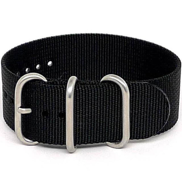 Black Ballistic Nylon Military Single Piece Strap Matte Main By DaLuca Straps.