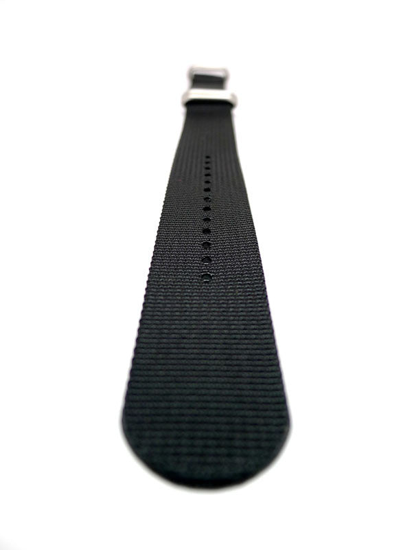 Black Ballistic Nylon Military Watch Strap With A Matte Silver Buckle By DaLuca Straps.