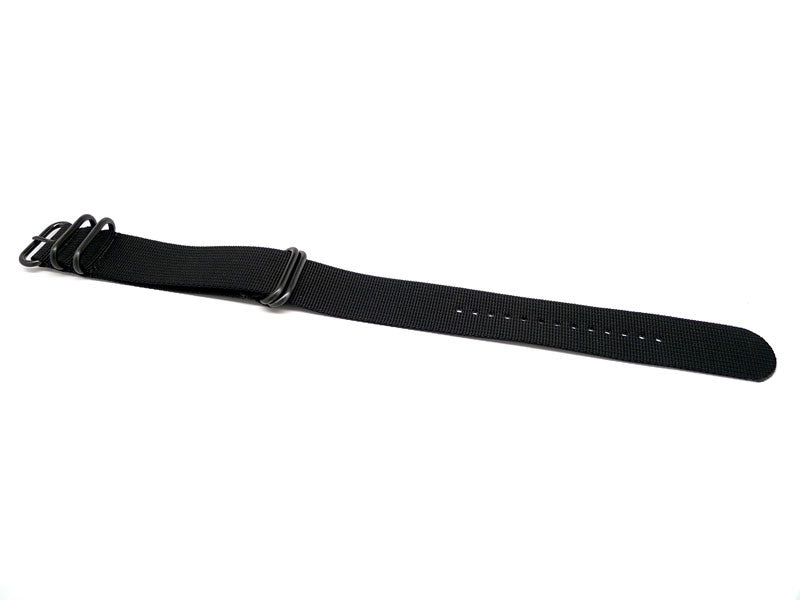 Black Ballistic Nylon Military Watch Strap With A PVD Buckle By DaLuca Straps.