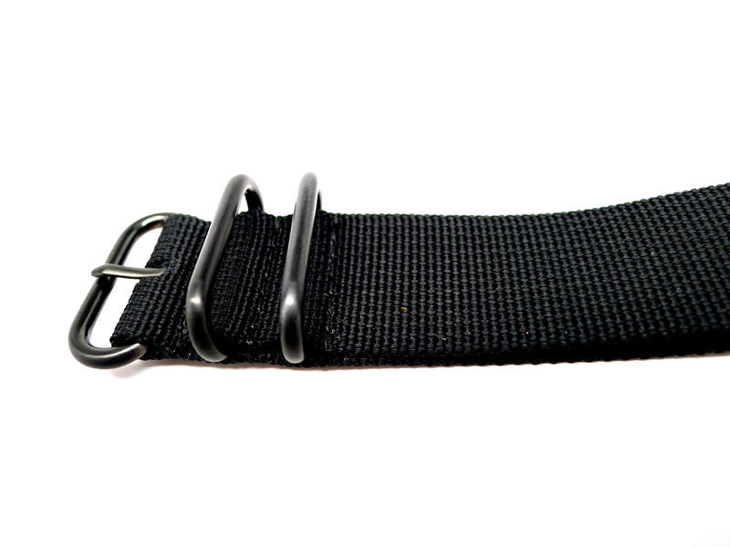 Black Ballistic Nylon Military Watch Strap With A PVD Buckle By DaLuca Straps.