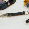 Close View Of Our Keychain Made From Genuine Horween Black Chromexcel Leather and Polished Hardware by DaLuca Straps.