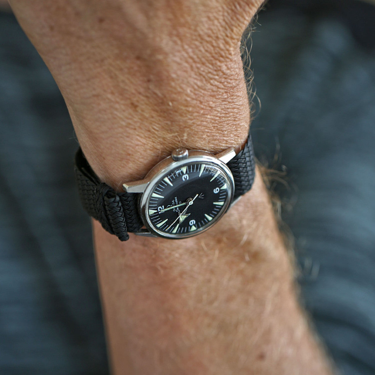 Black Perlon Strap Polished By DaLuca Straps.