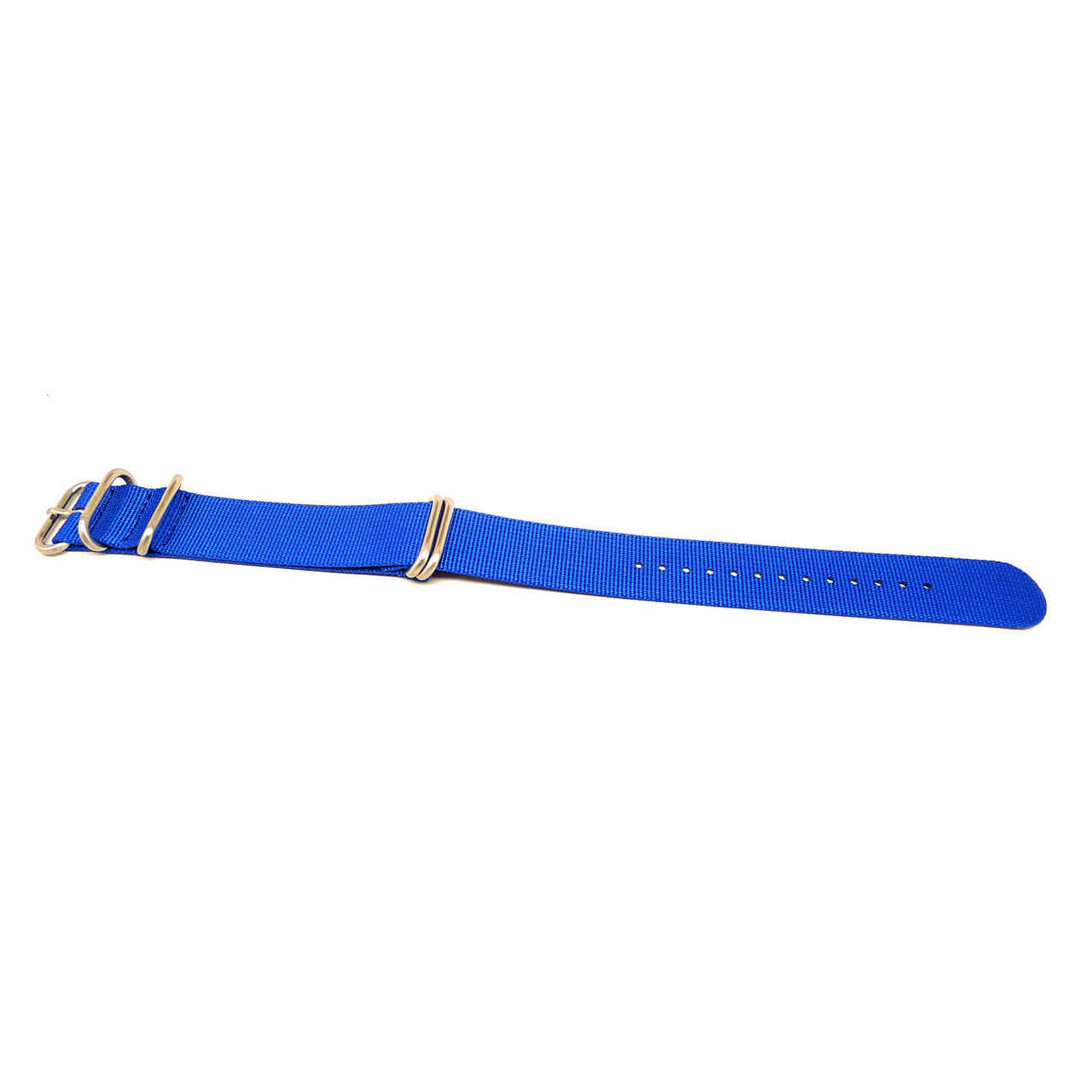Blue Ballistic Nylon Military Watch Strap With A Matte Silver Buckle By DaLuca Straps.