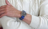 Blue Ballistic Nylon Military Watch Strap With A Matte Silver Buckle By DaLuca Straps.