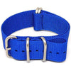 Blue Ballistic Nylon Military Watch Strap With A Matte Silver Buckle By DaLuca Straps.