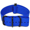 Blue Ballistic Nylon Military Watch Strap With A PVD Buckle By DaLuca Straps.
